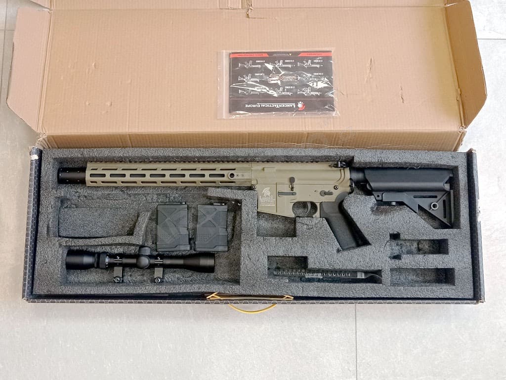 Airsoft puska LT-32 DMR (Gen.2) + távcső + bipod + 2x mag - TAN - VISSZAJUTOTT - Image 1